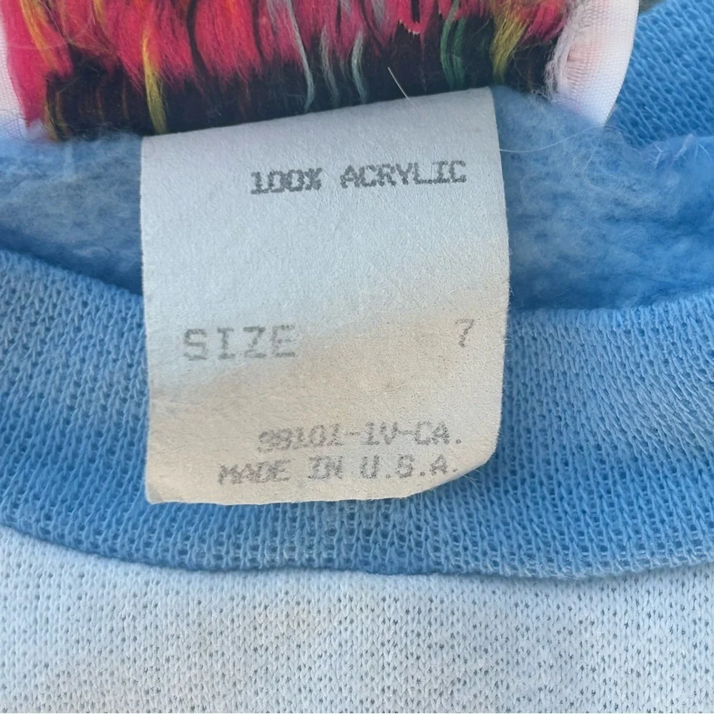 Vintage 1985 Kids Sweatshirt Size 7 Blue Retro 80s USA
